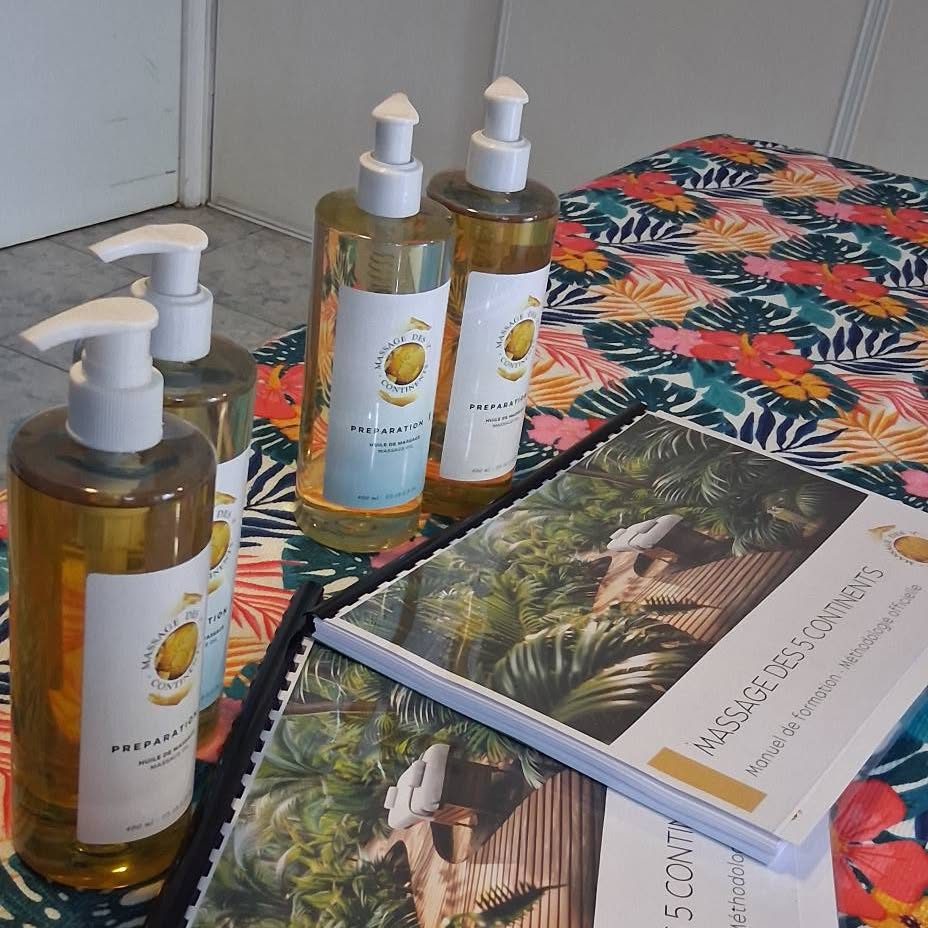 Huiles de massage et manuel de formation Massage des 5 Continents